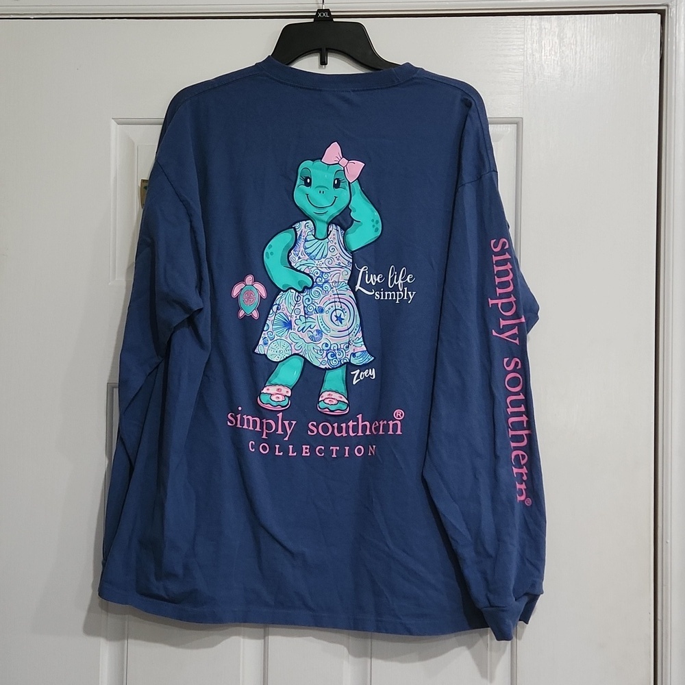 Save Zoey Turtle Tee in Moonrise by Simply Southern Size XLarge